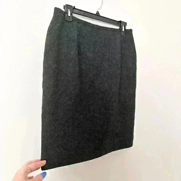 Lauren Ralph Lauren Wool Skirt SZ 10 Gray Black Vintage 90s Modest Career Office - Picture 2 of 7
